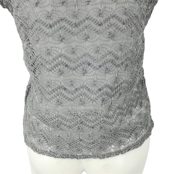 Express Crochet Lace Sheer Sequin Top Size S Gray Sleeveless Blouse Shirt Shell - Picture 10 of 12